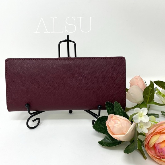 Michael Kors Slim Bifolder Leather Merlot Maroon - Picture 3 of 6